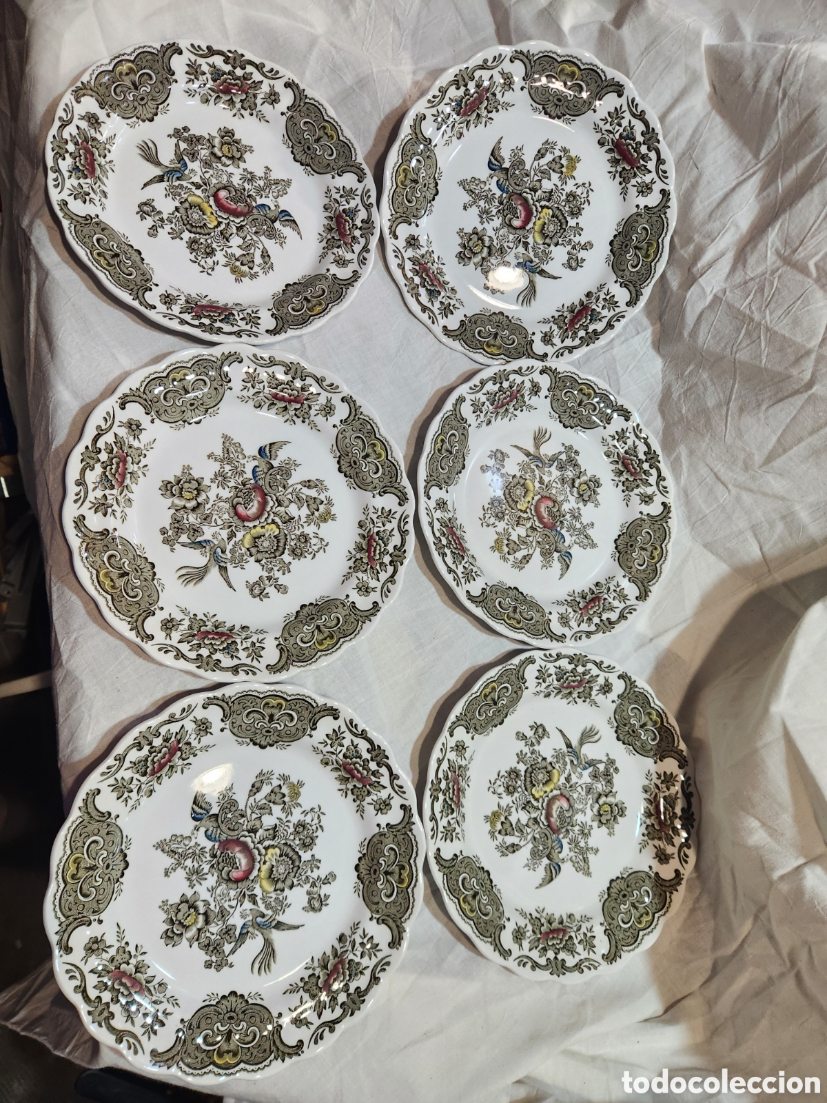 Oggetti Antichi: 6 PLATOS RIDGWAY STAFFORDSHIRE. WINDSOR. POSTRE..