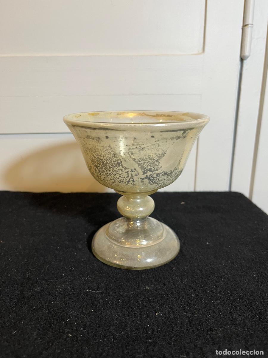 Oggetti Antichi: Copa vidrio mercurio franc&eacute;s antigua cristal azogado soplado circa 1900