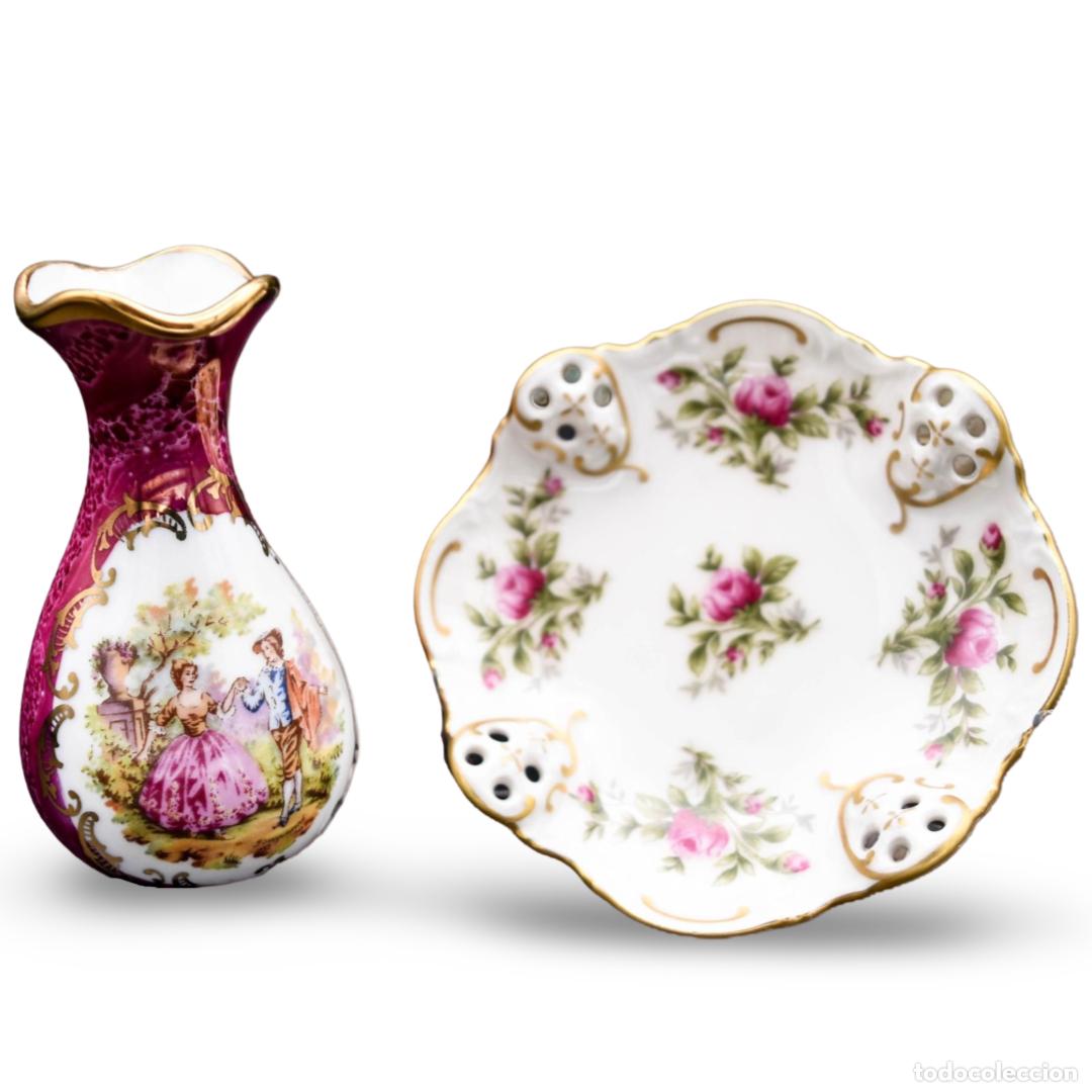 Antiques: Anillero y violetero de porcelana