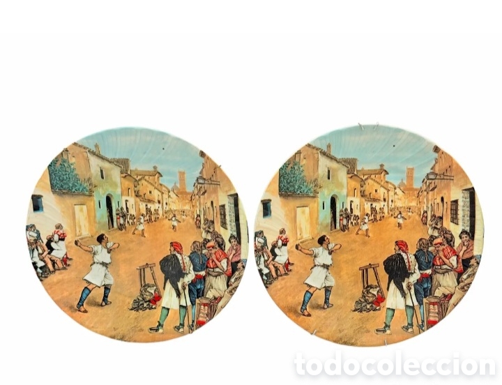 Antig&uuml;edades: Pareja de platos con soporte - Foto 2