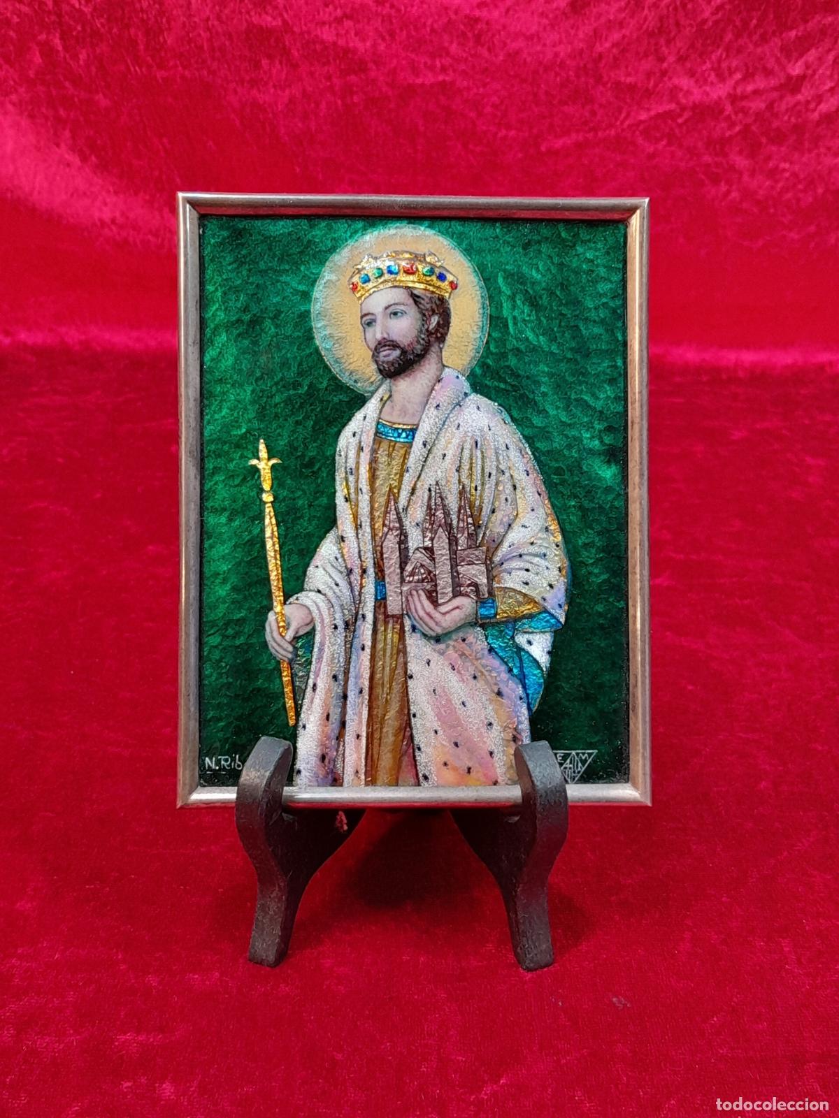 Antig&uuml;edades: REPRESENTACI&Oacute;N DE SAN FERNANDO.PLACA DE ESMALTE.FIRMADO POR N.RIBOT.ESPA&Ntilde;A.SIGLO XX.
