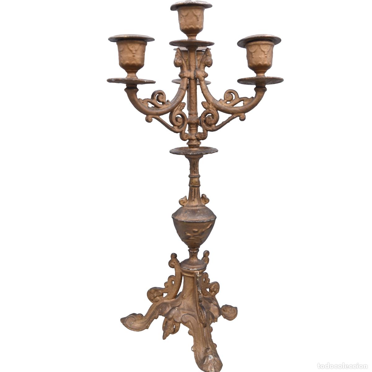Antiguidades: Candelabro antiguo de metal