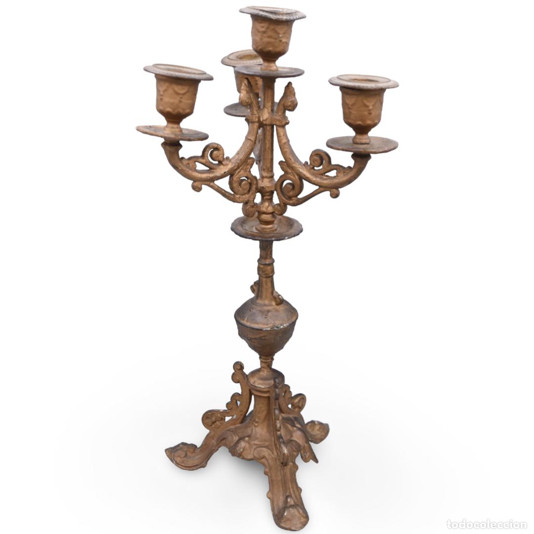 Antig&uuml;edades: Candelabro antiguo de metal - Foto 2