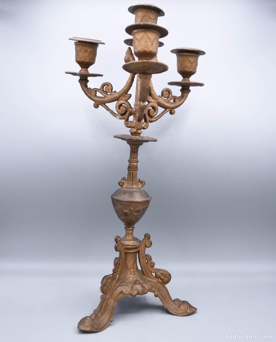 Antig&uuml;edades: Candelabro antiguo de metal - Foto 10