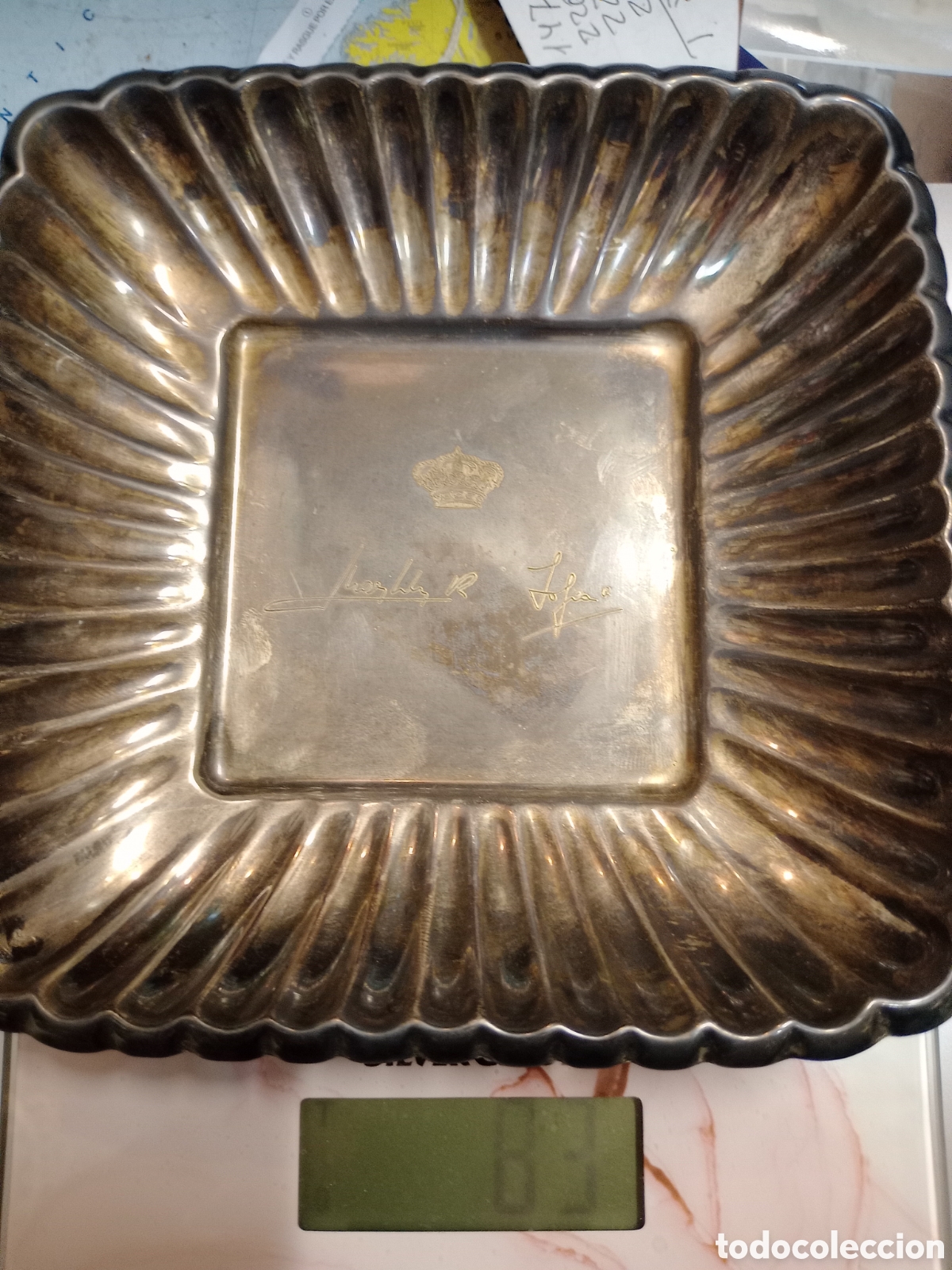 Antig&uuml;edades: Centro de plata con las firmas de los Reyes JC y Sof&iacute;a - Foto 2