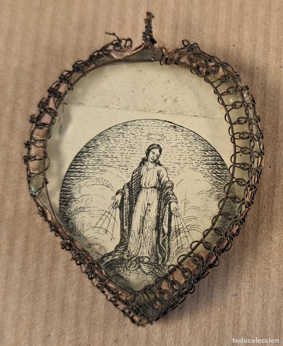Antig&uuml;edades: Relicario Virgen Milagrosa y San Miguel Arc&aacute;ngel, siglo XIX