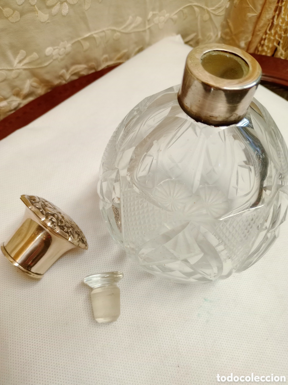 Antig&uuml;edades: Frasco tocador con tap&oacute;n de plata - Foto 5