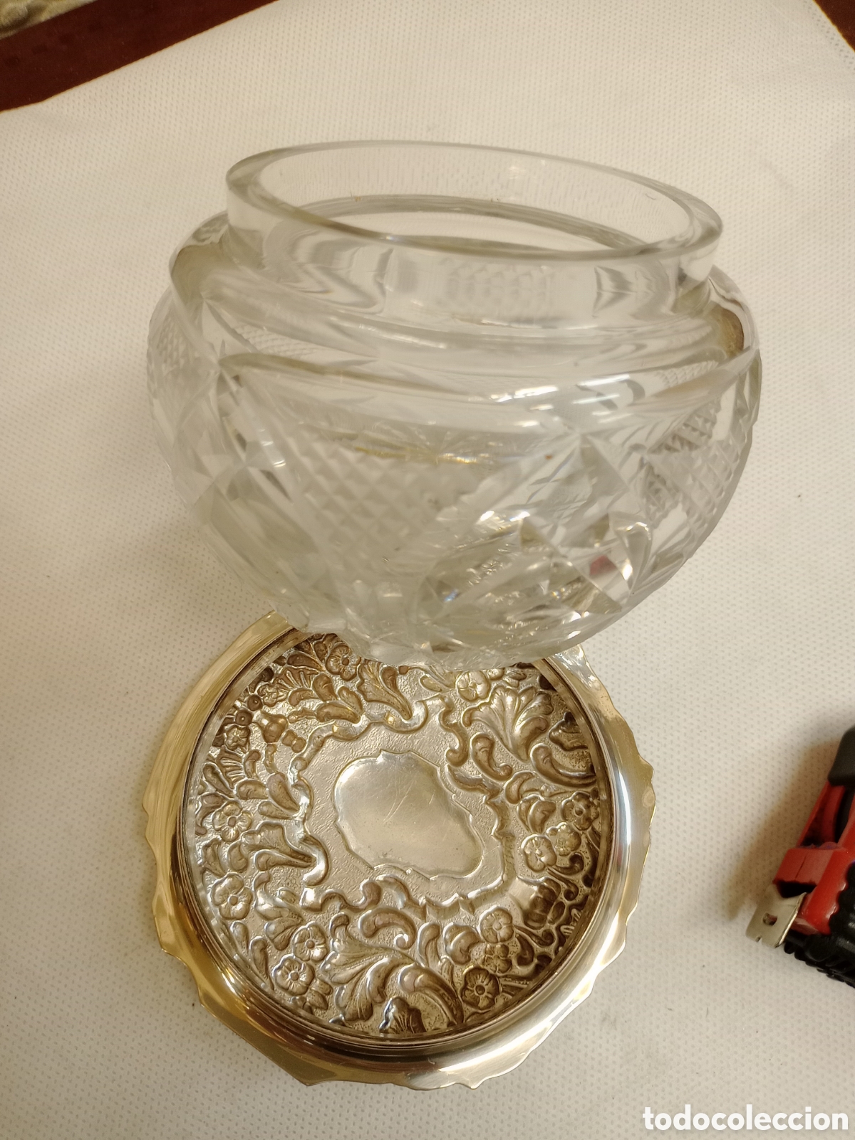 Antig&uuml;edades: Frasco tocador de cristal y plata - Foto 2