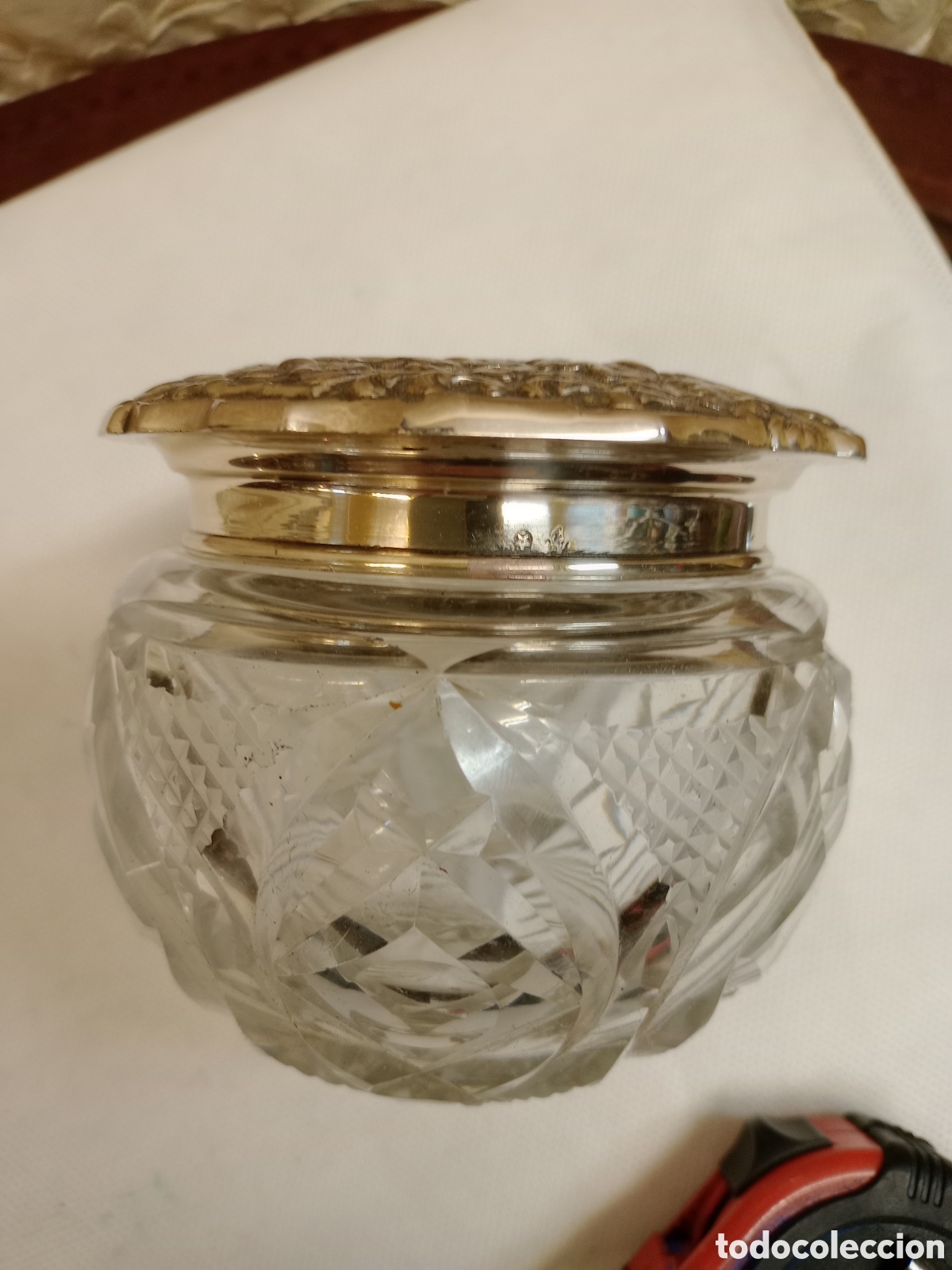 Antig&uuml;edades: Frasco tocador de cristal y plata - Foto 1