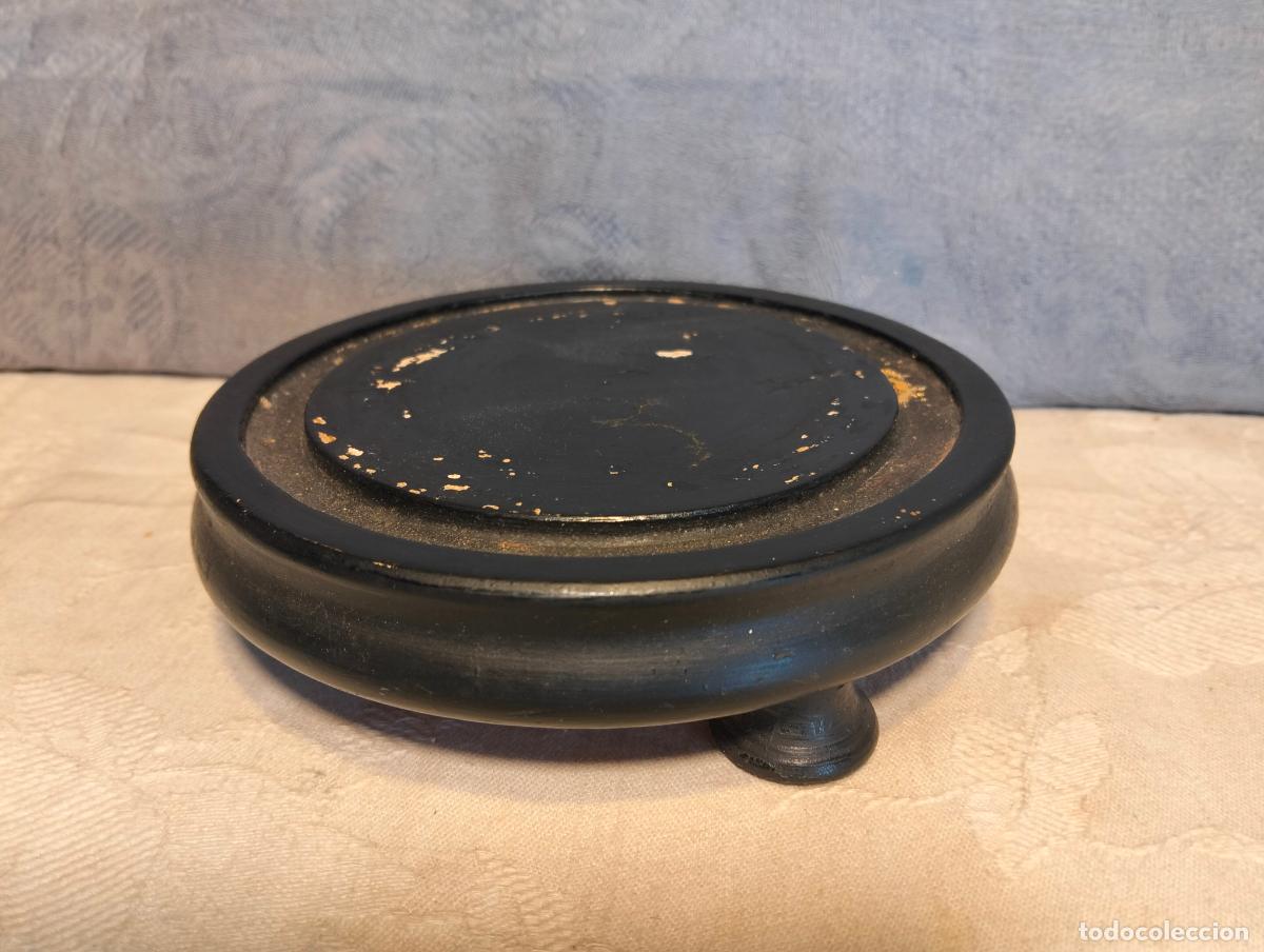 Antiguidades: Peana antigua de madera torneada lacada en negro para urna fanal de cristal de los a&ntilde;os 10-20