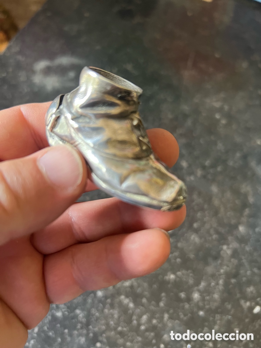 Antig&uuml;edades: Preciosa caja pastillero plata forma zapato