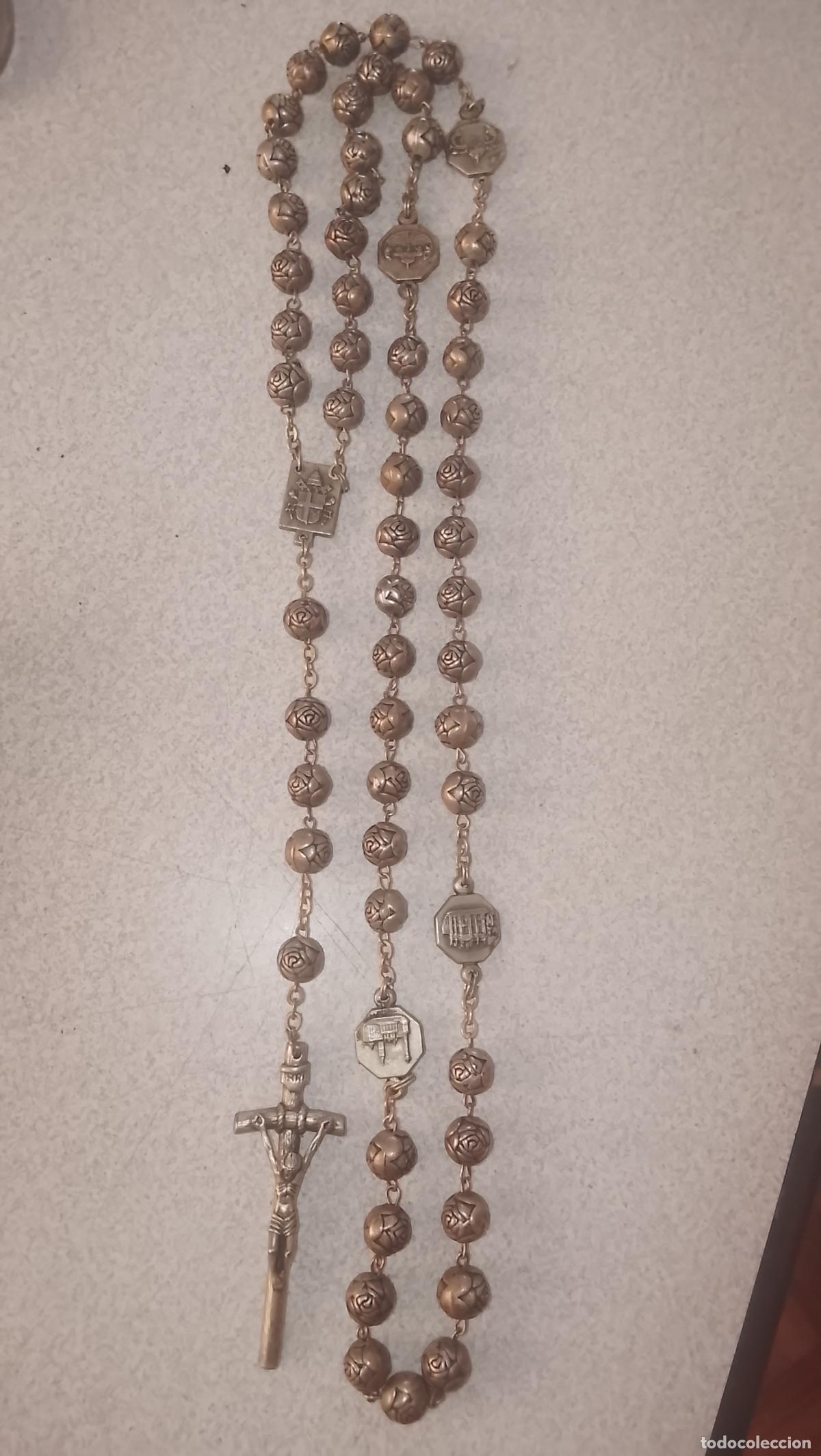 Antig&uuml;edades: ANTIGUO ROSARIO METAL PARA MANO DE VIRGEN DE VESTIR , REZAR , CULTOS SEMANA SANTA 59 CM