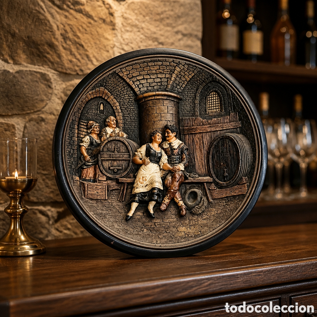 Antig&uuml;edades: PLATO TERRACOTA EN RELIEVE Y POLICROMA. JOHAN MARESCH MUSTERSCHUTZ. 44 CM DE DIAMETRO