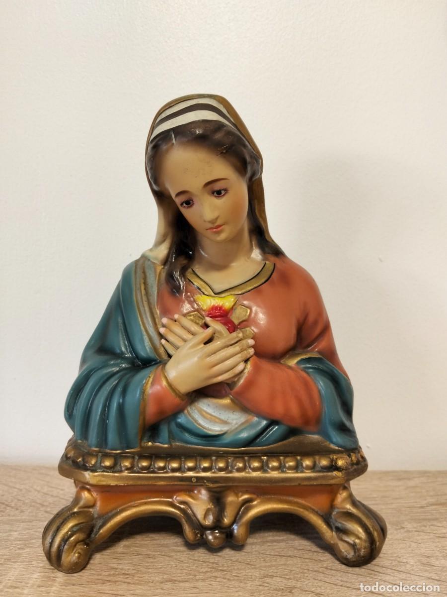 Antig&uuml;edades: Antigua imagen inmaculada coraz&oacute;n de Mar&iacute;a Olot semana santa altar corpus