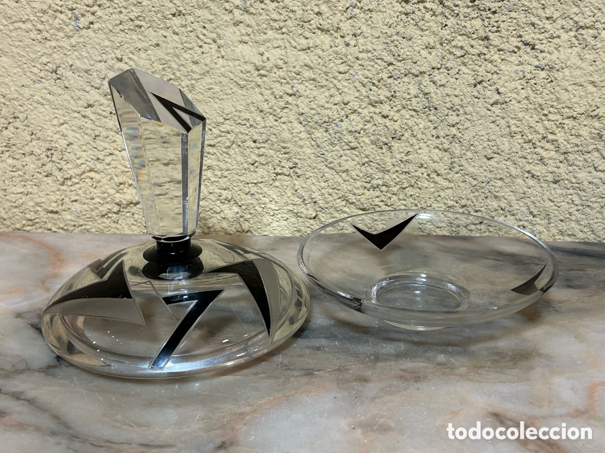 Antig&uuml;edades: Polvorera de cristal checo Art Deco - Foto 5