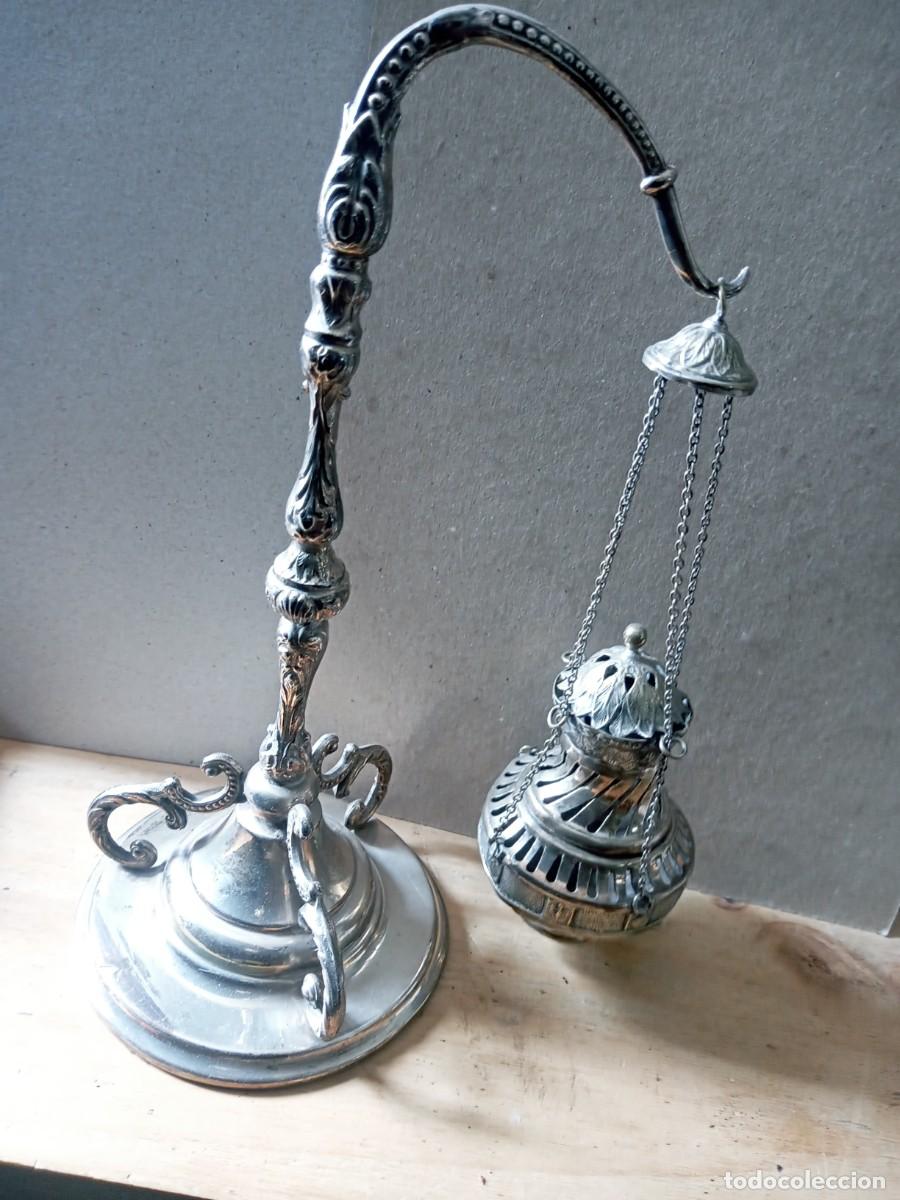Antig&uuml;edades: BONITO Y GRANDE BOTAFEIRO RELIGIOSO PLAQUE PLATA 925