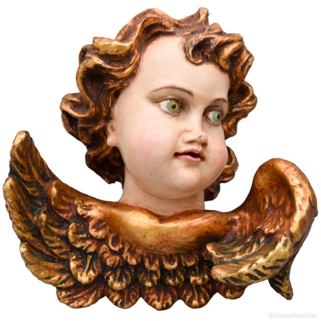 Oggetti Antichi: &Aacute;ngel de yeso pintado a mano