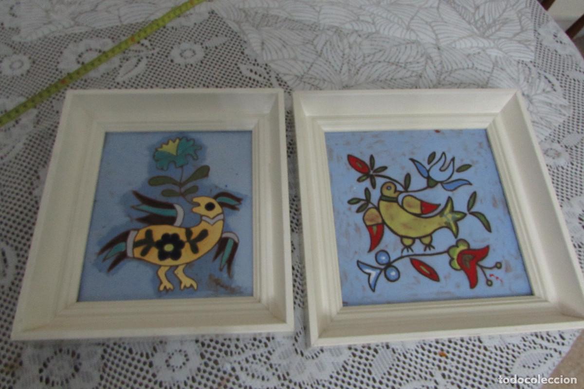 Antig&uuml;edades: PAREJA DE AZULEJOS ESMALTADOS MARCAJE MAC