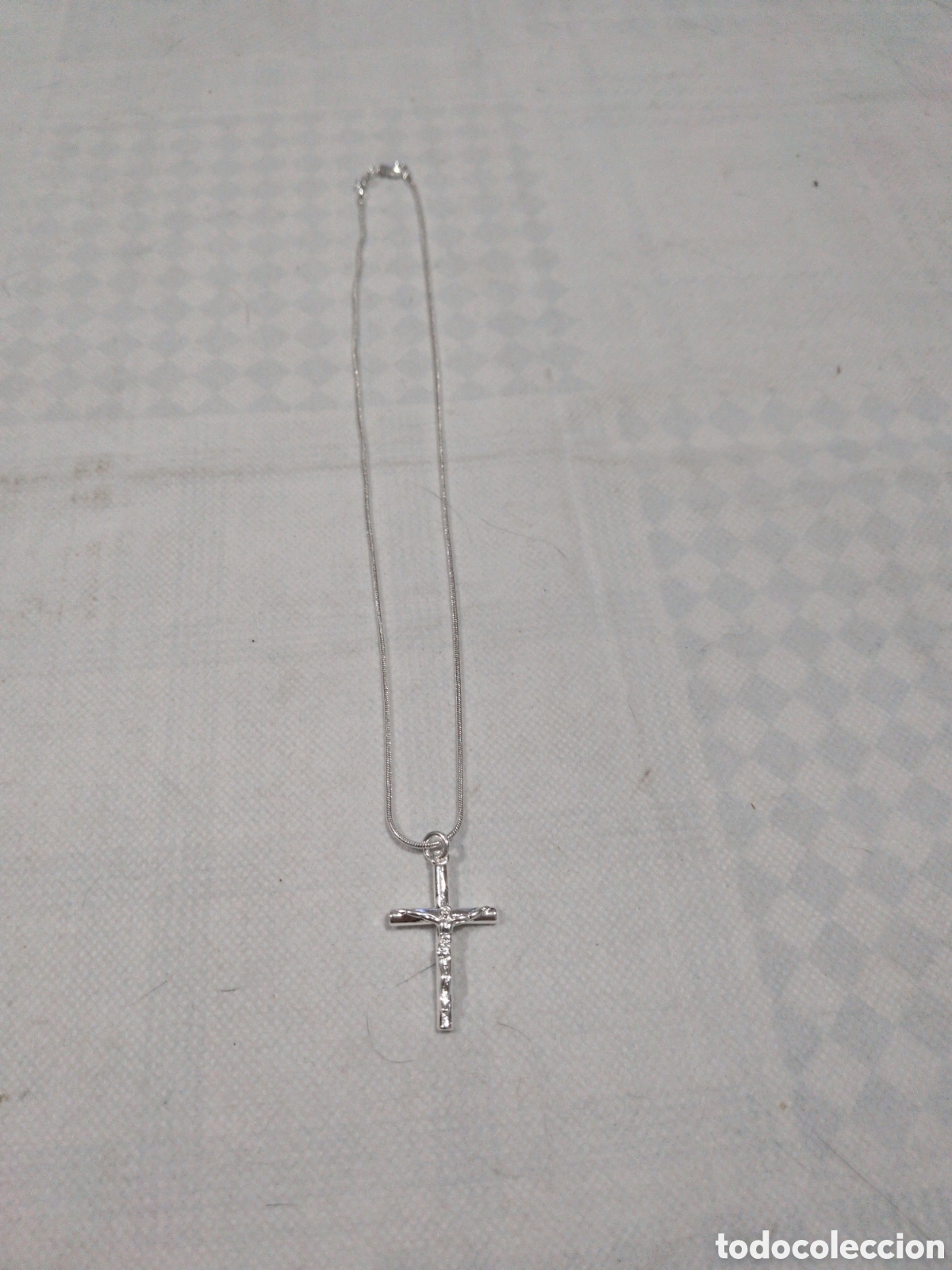Oggetti Antichi: Cadena y colgante cruz de plata de ley 925