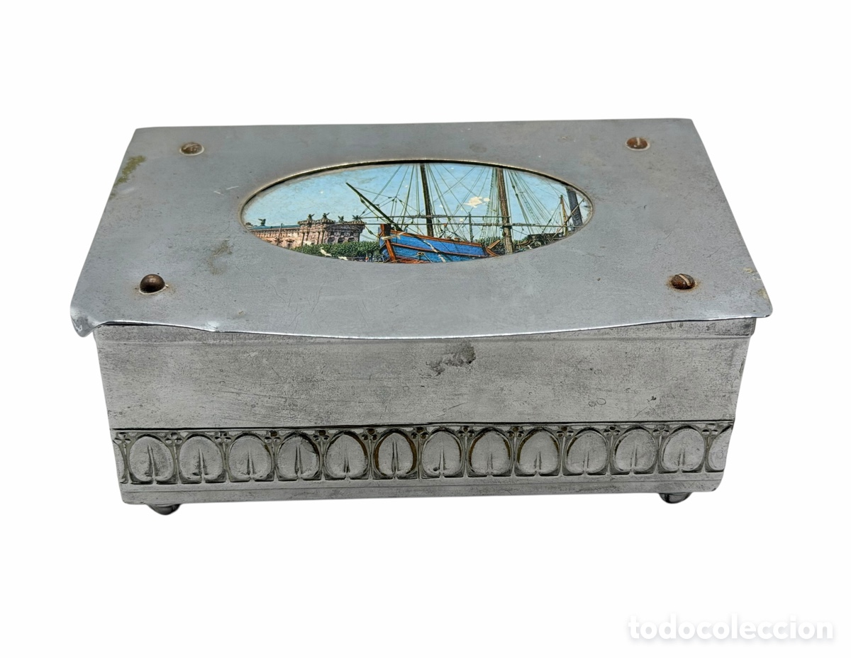 Antiques: Antigua Caja con Paisaje Marino