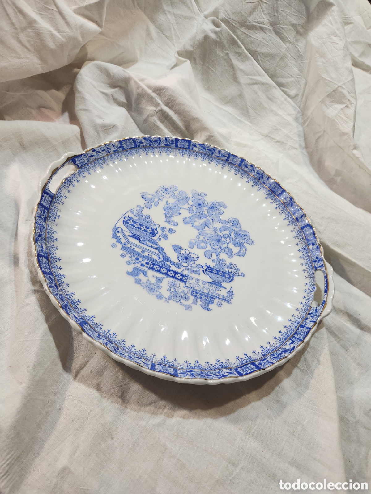 Antiques: BANDEJA FUENTE CER&Aacute;MICA MAR. SANTA CLARA CHINA BLAU