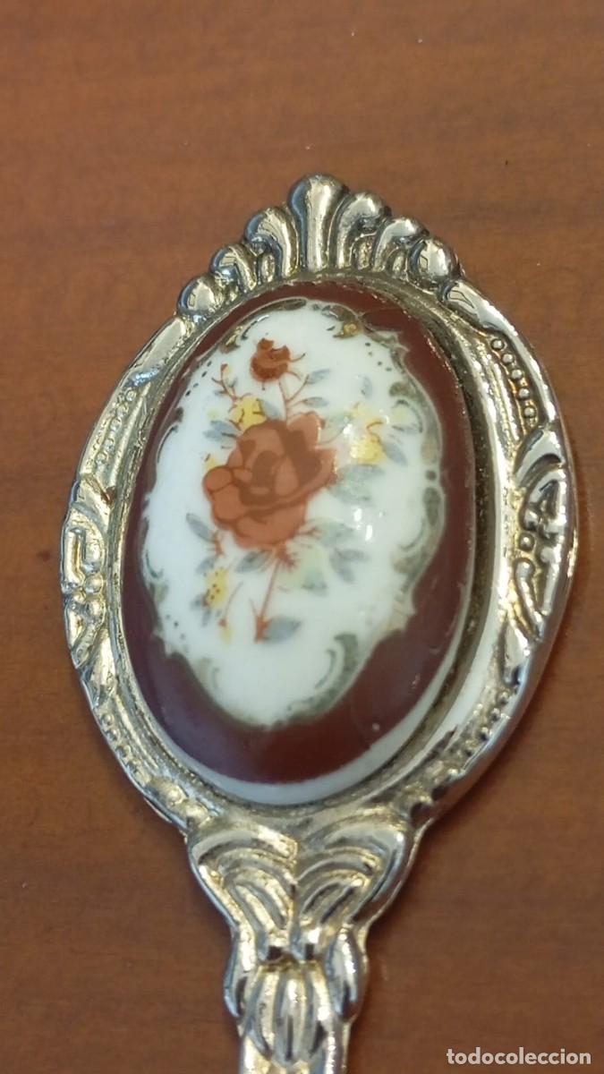 Antiques: Juego de 6 cucharillas con ba&ntilde;o de plata de caf&eacute; con porcelana