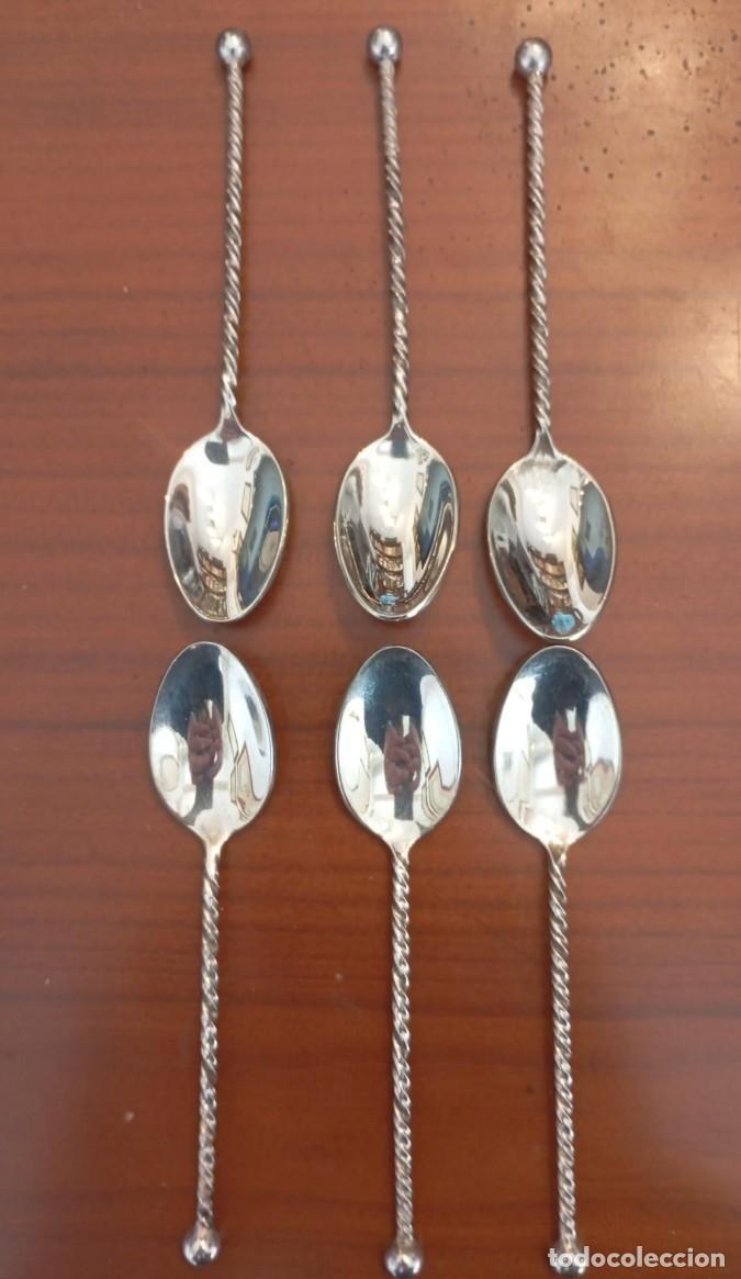 Antiques: Lote de 6 cucharas de servicio de estilo vintage con ba&ntilde;o de plata.