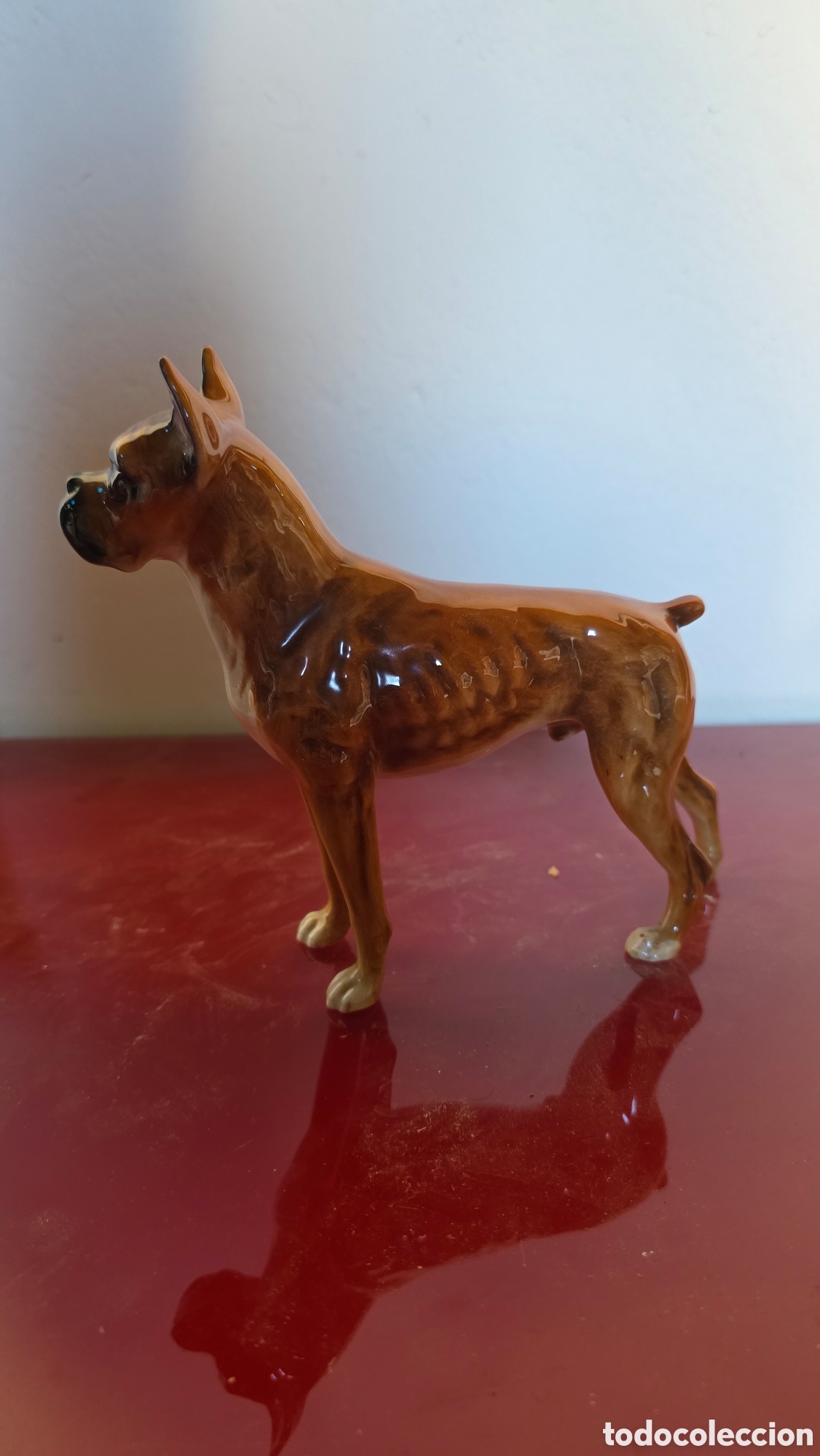 Antig&uuml;edades: Figura perro b&oacute;xer porcelana alemana goebel