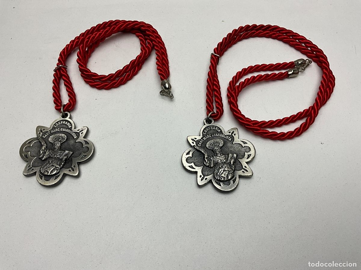 Antig&uuml;edades: LOTE DE DOS MEDALLAS RELIGIOSAS - COFRAD&Iacute;A SANT MARC EVANGELISTA - BARCELONA 1202 SAN MARCOS