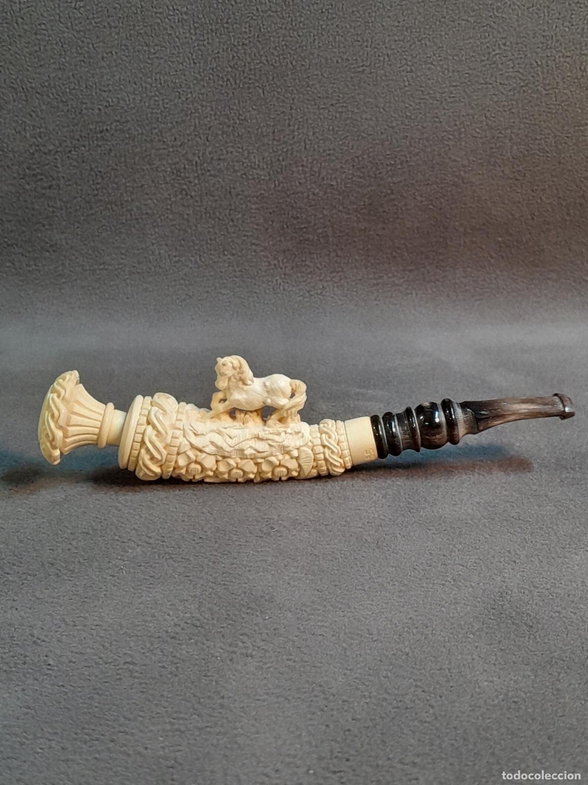 Antig&uuml;edades: PIPA TALLADA EN ESPUMA DE MAR.MEERSCHAUM. MAESTRO TALLADOR TURCO LS.TURQUIA.SIGLO XX.