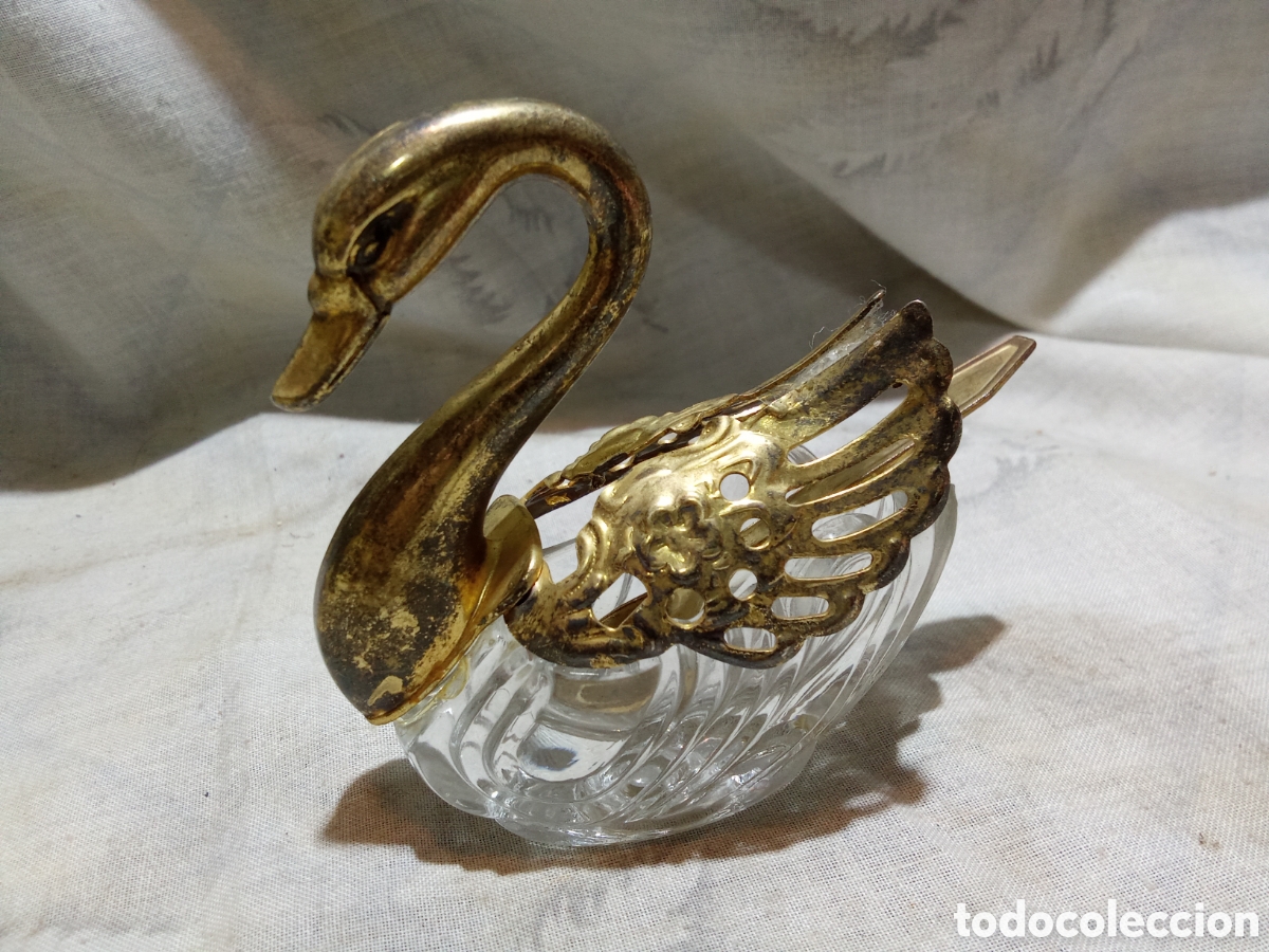 Oggetti Antichi: ELEGANTE AZUCARERO CON FORMA DE CISNE