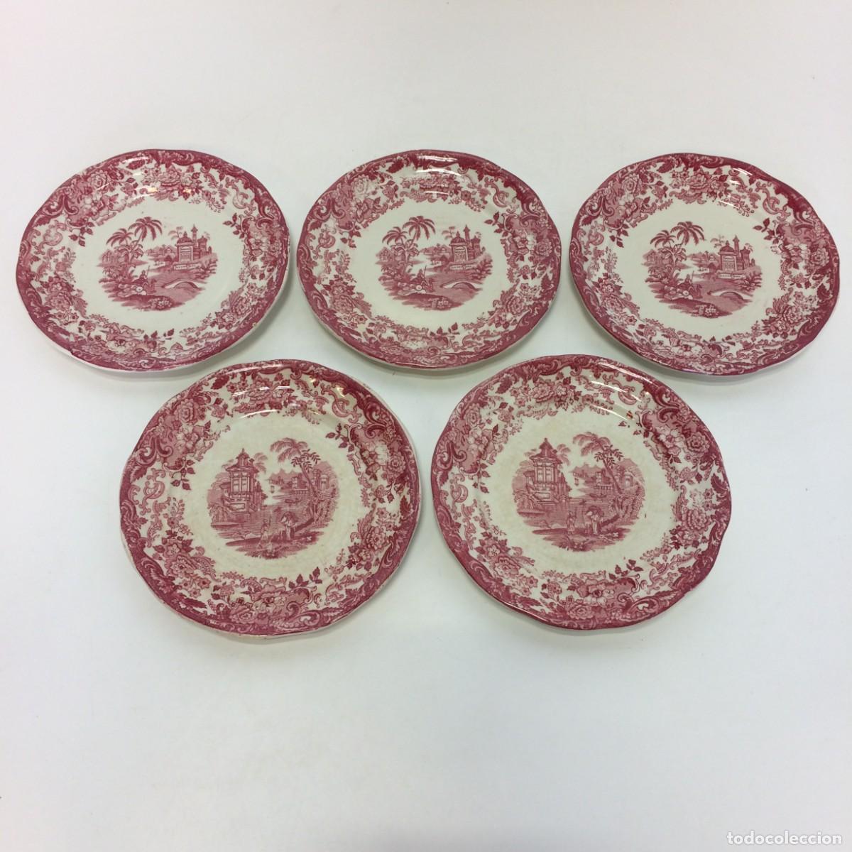 Antig&uuml;edades: Lote de 5 Platos Pickman La Cartuja de Sevilla - 18cm de di&aacute;metro
