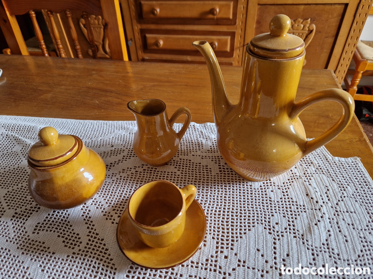 Antig&uuml;edades: Juego de caf&eacute; vintage cer&aacute;mica a&ntilde;os 70/80