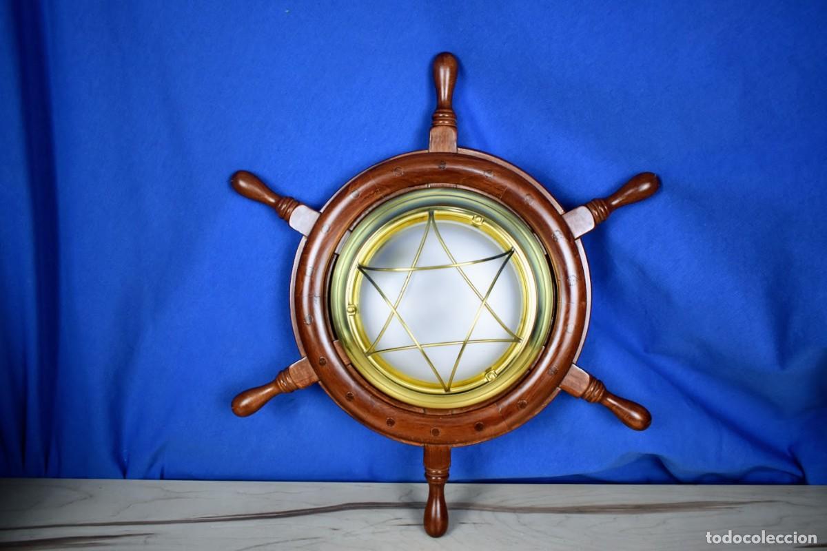 Antig&uuml;edades: Original aplique tim&oacute;n de barco en madera - Foto 1