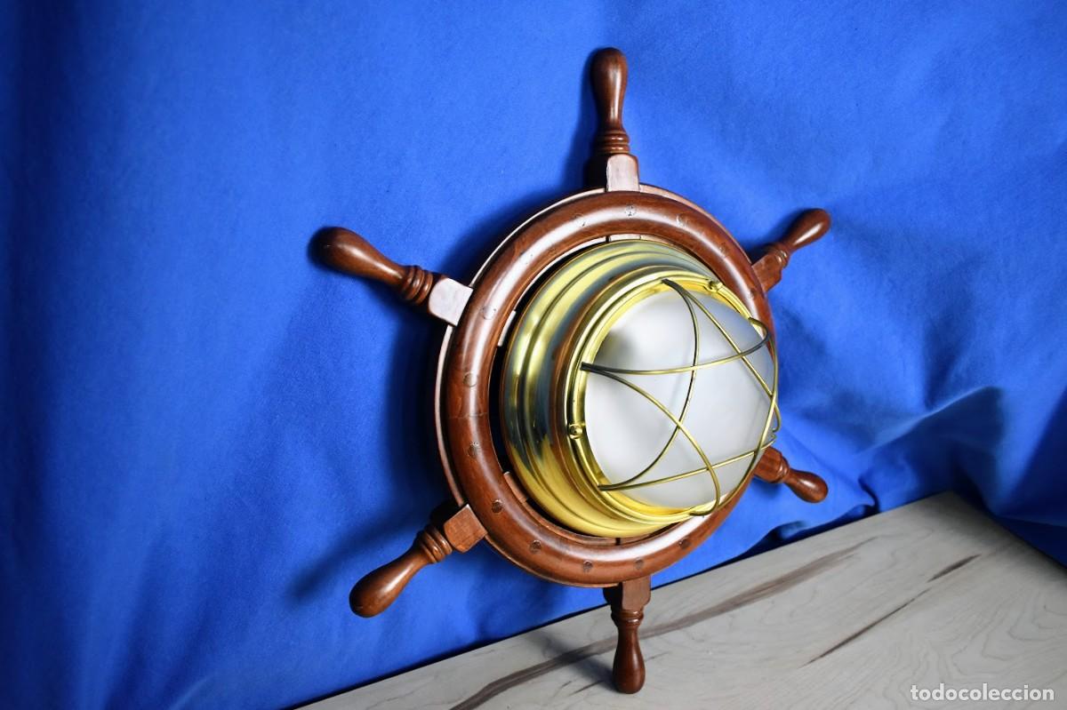 Antig&uuml;edades: Original aplique tim&oacute;n de barco en madera - Foto 4