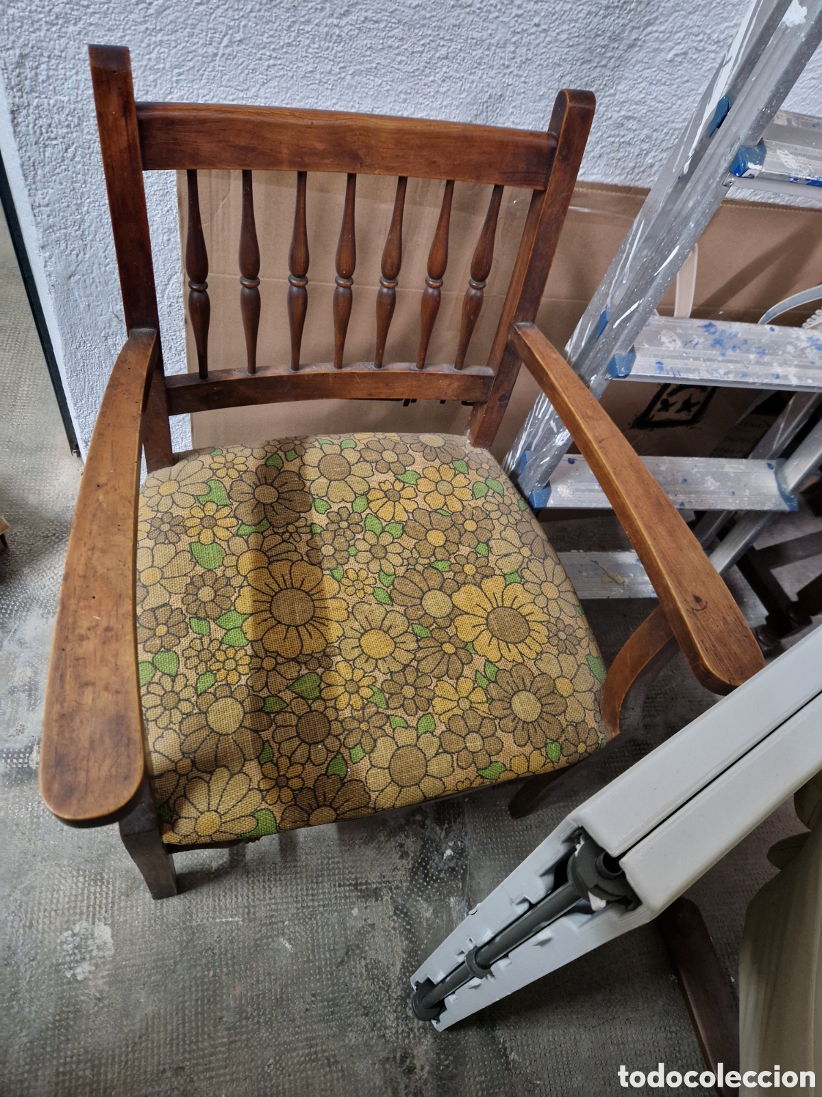 Antig&uuml;edades: Sillas Vintage A&ntilde;os 70 Madera y Tela