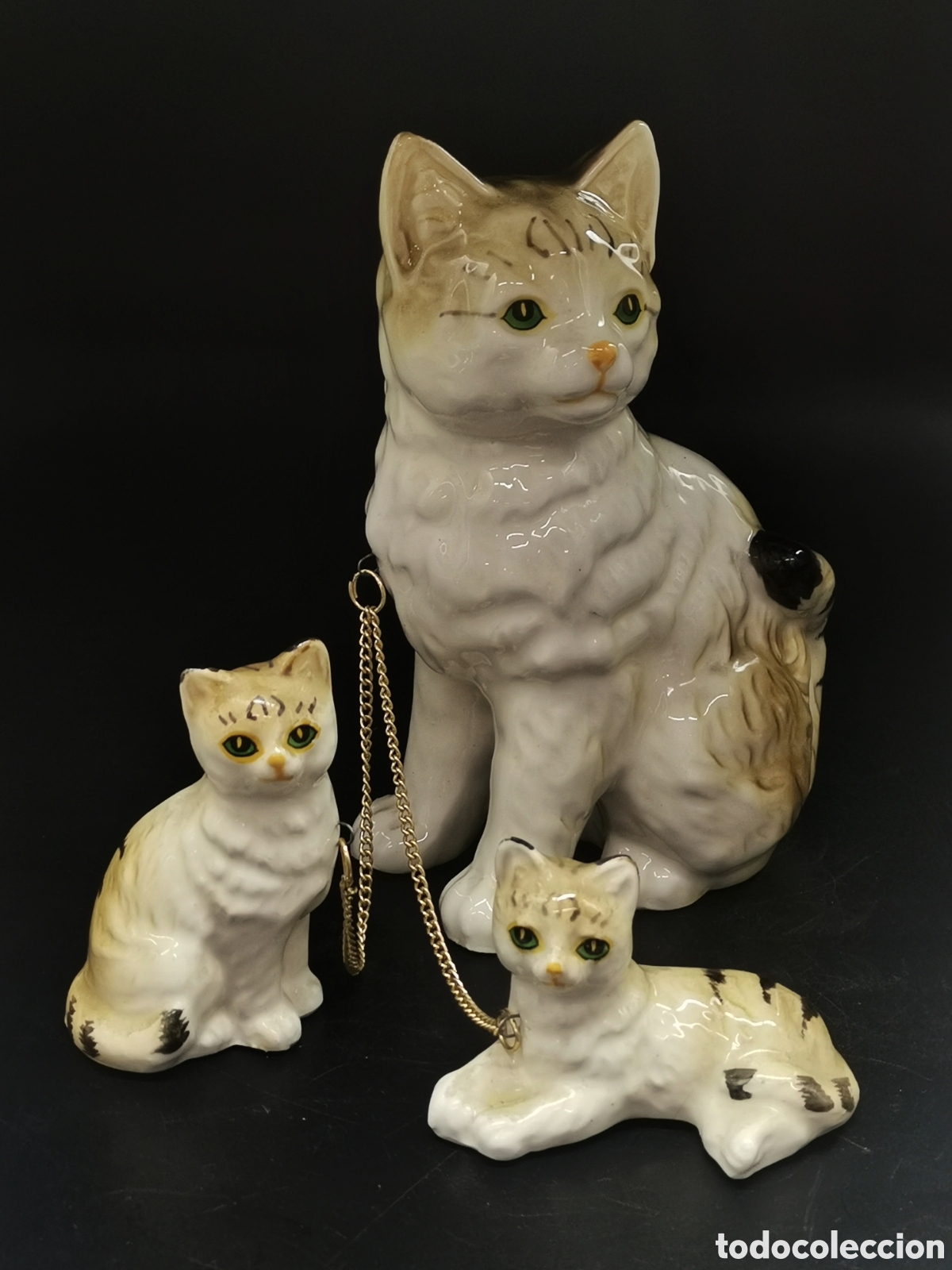Antiguidades: CONJUNTO DE GATOS DE PORCELANA JAPONESA A&Ntilde;OS 70