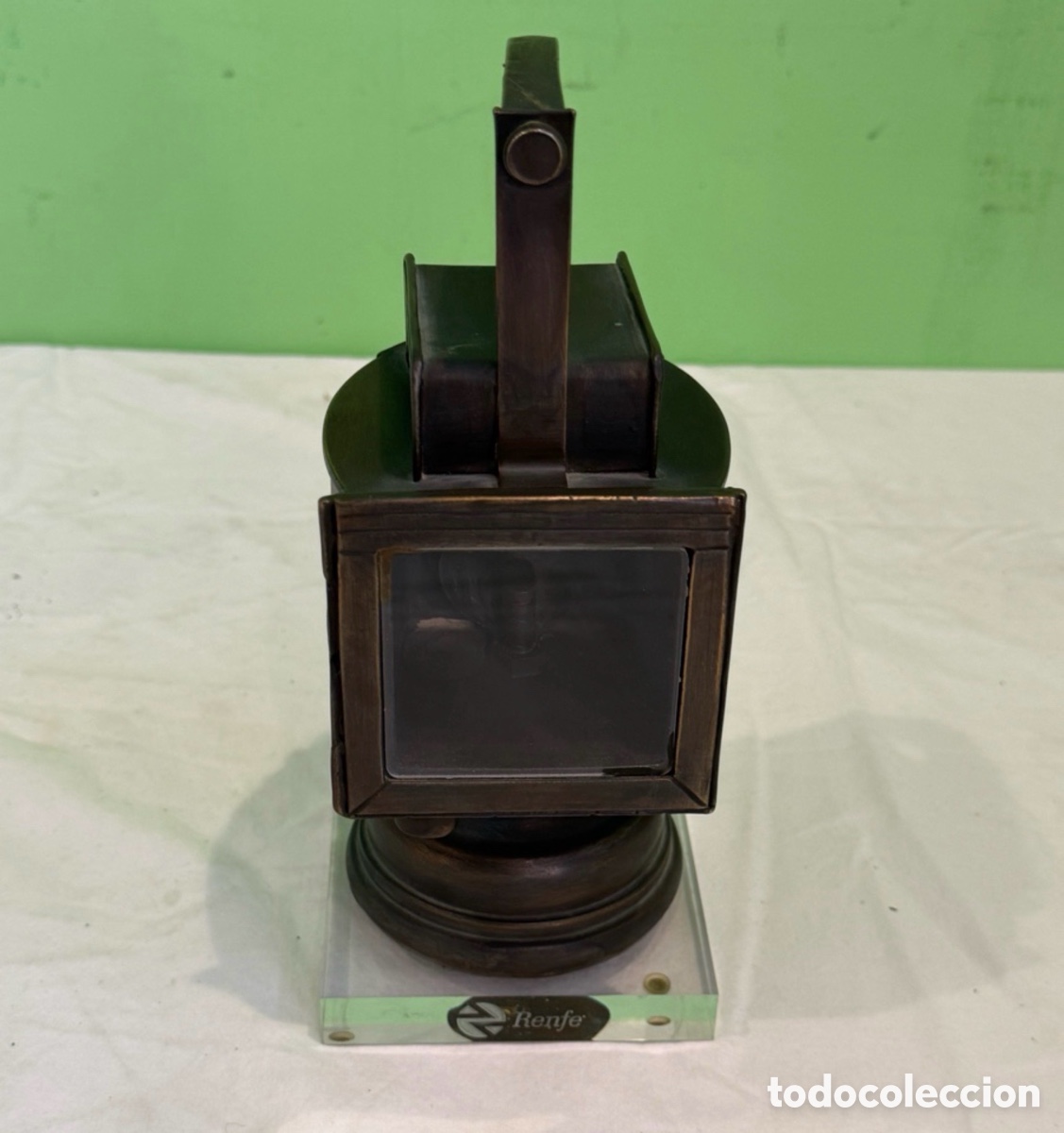 Antiquit&auml;ten: Linterna Decorativa Estilo RENFE Ferrocarril Vintage Base Metacrilato