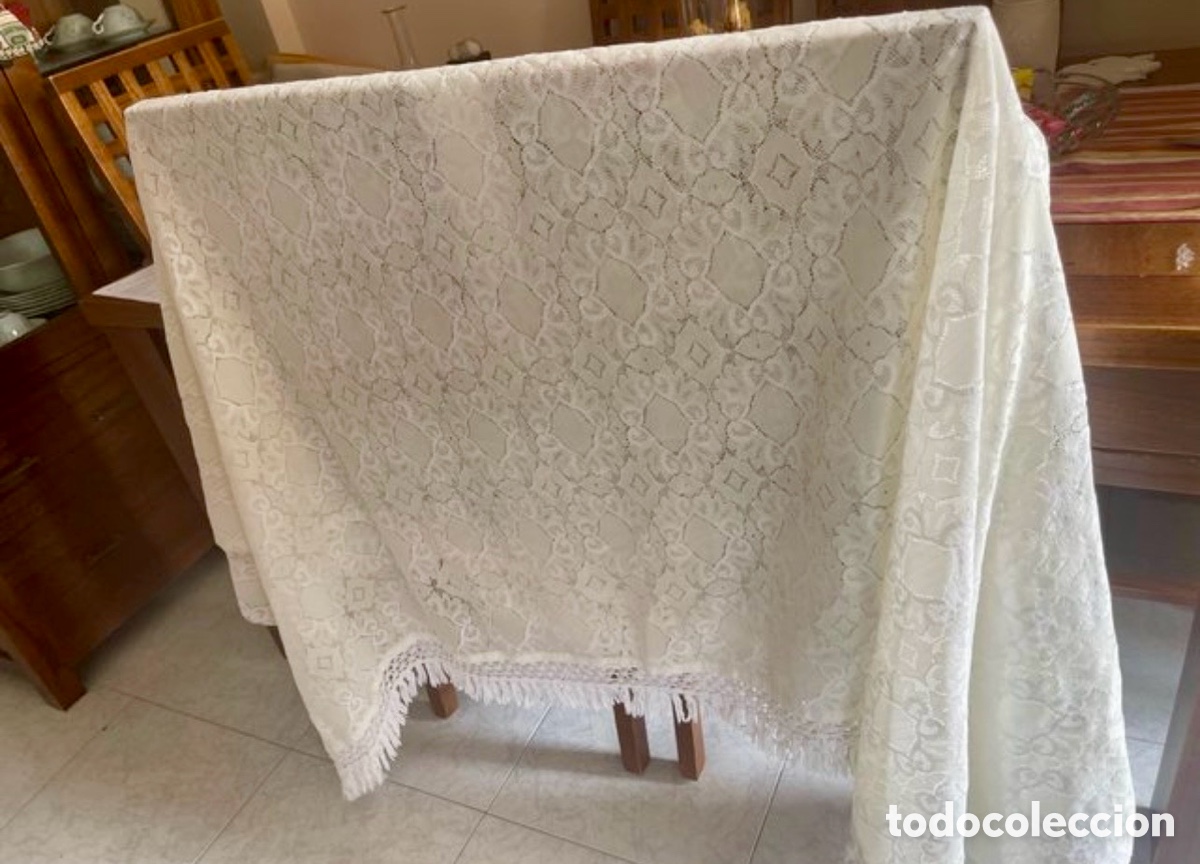 Antiquit&eacute;s: Impresionante Colcha de encaje blanca para cama