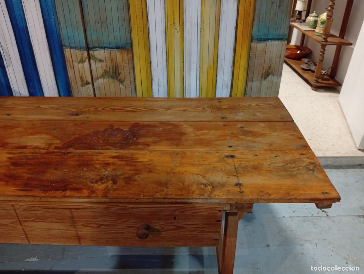 Antig&uuml;edades: Mesa tocinera r&uacute;stica antigua de grandes dimensiones. - Foto 5