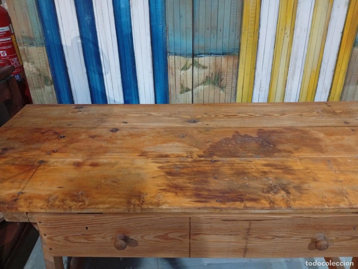 Antig&uuml;edades: Mesa tocinera r&uacute;stica antigua de grandes dimensiones. - Foto 6