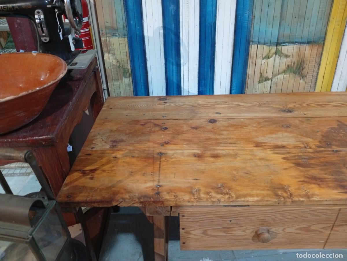 Antig&uuml;edades: Mesa tocinera r&uacute;stica antigua de grandes dimensiones. - Foto 7