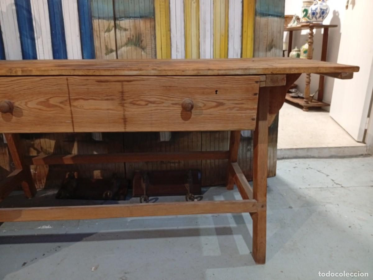 Antig&uuml;edades: Mesa tocinera r&uacute;stica antigua de grandes dimensiones. - Foto 10
