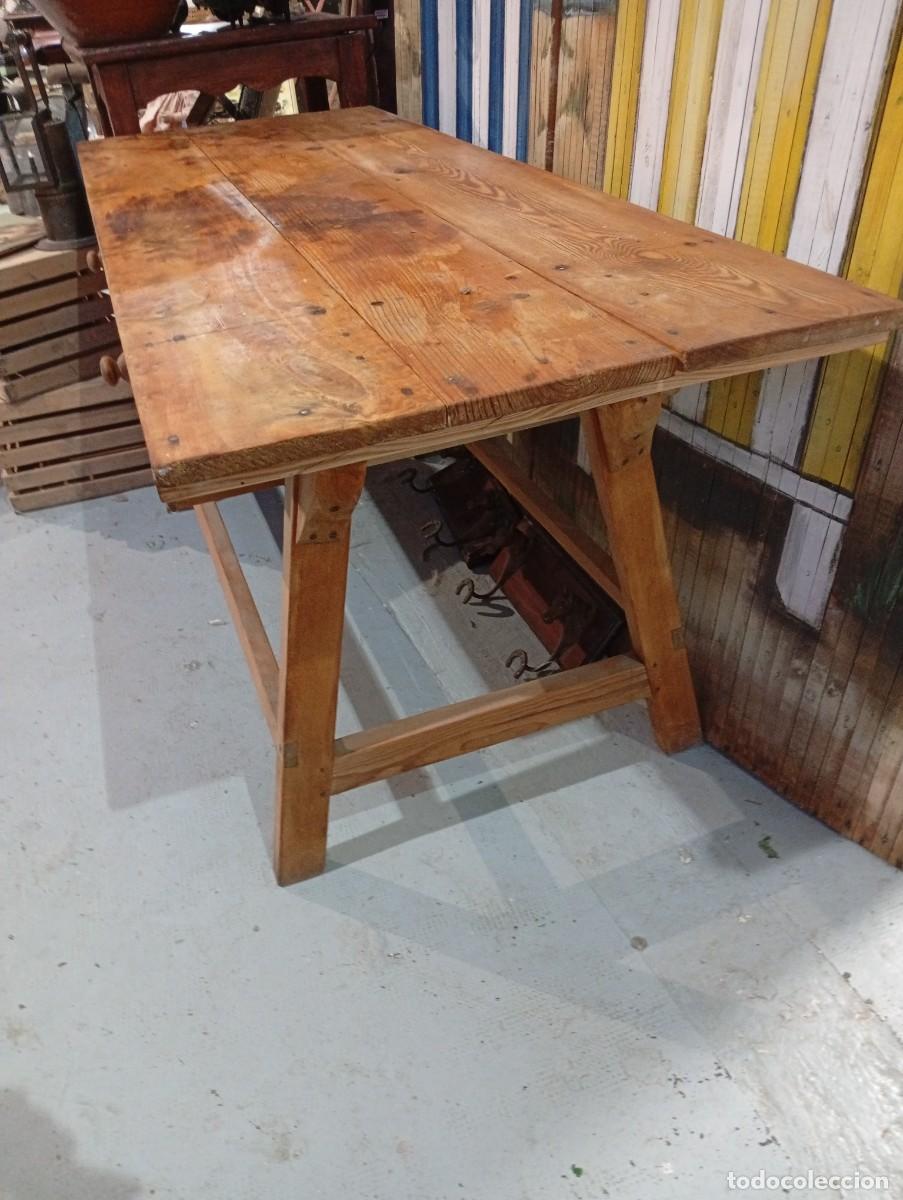 Antig&uuml;edades: Mesa tocinera r&uacute;stica antigua de grandes dimensiones. - Foto 13