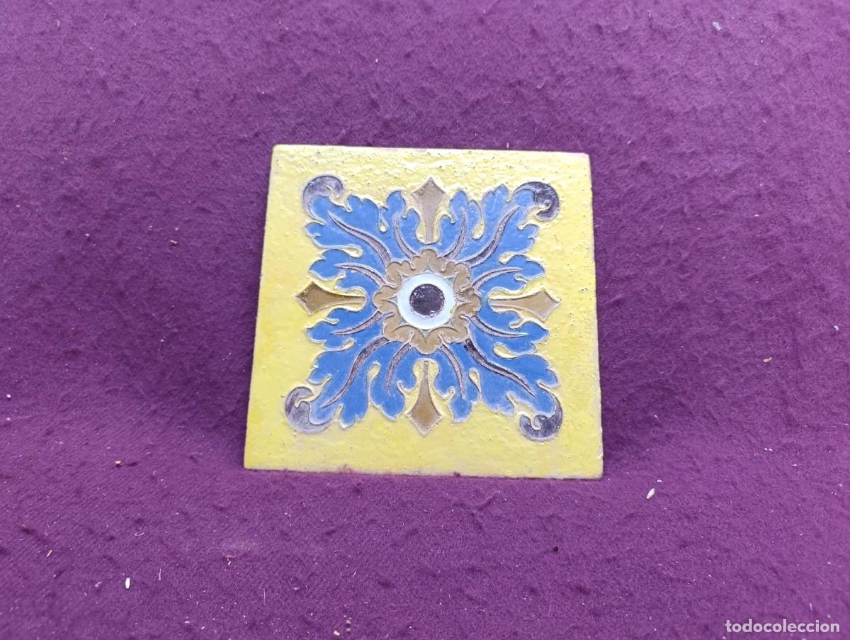 Antig&uuml;edades: Antiguo Azulejo, Mosaico Cuerda Seca, Ruiz de Luna, Talavera, unos 20 x 20 cms.