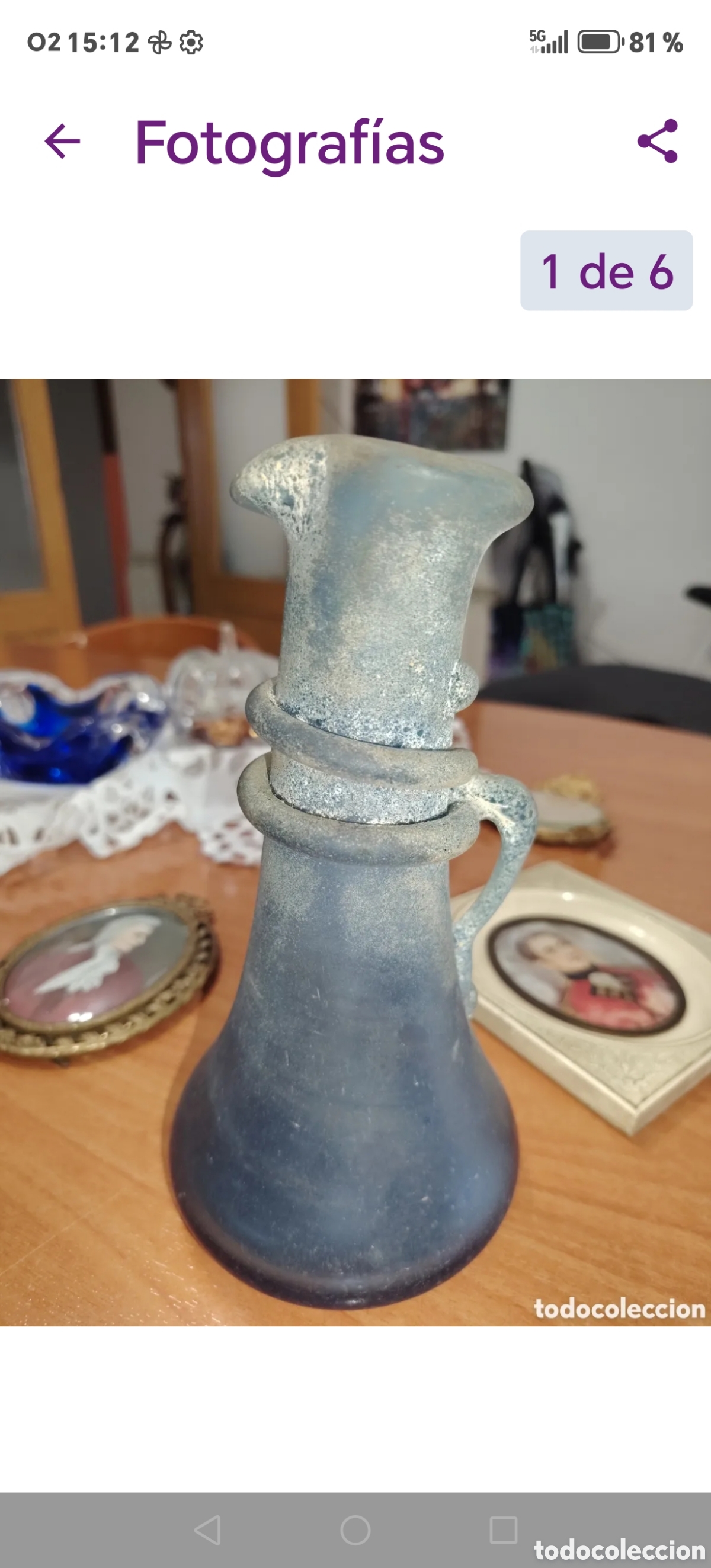 Antig&uuml;edades: Recipiente cristal soplado. A identificar