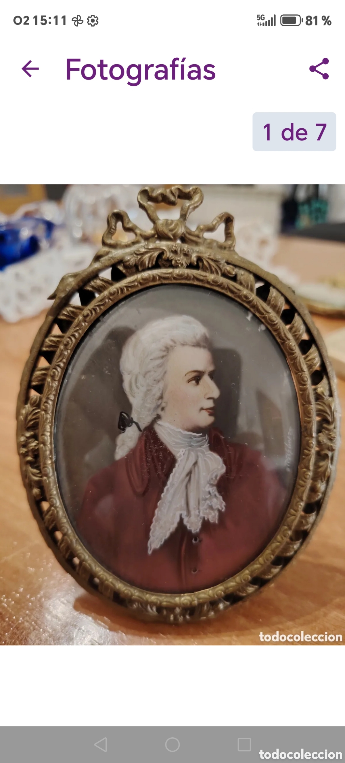 Antig&uuml;edades: Antiguo retrato, &oacute;leo en miniatura, &eacute;poca napole&oacute;n III.