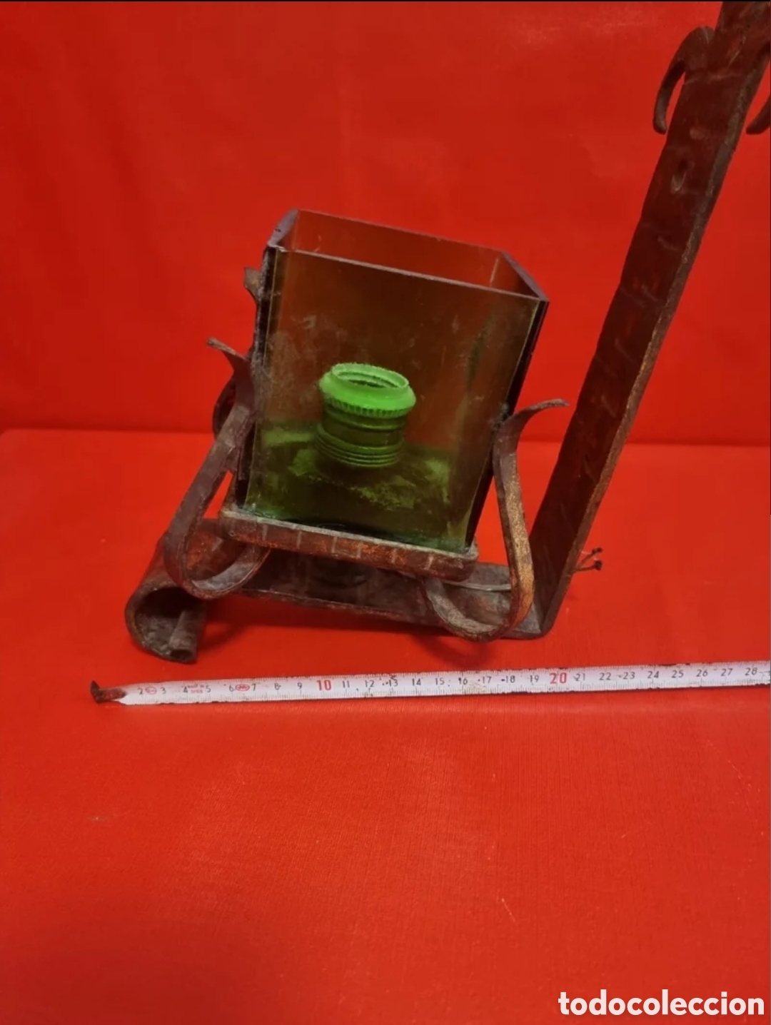 Antig&uuml;edades: Aplique de pared estilo rustico, con cristal verde - Foto 6