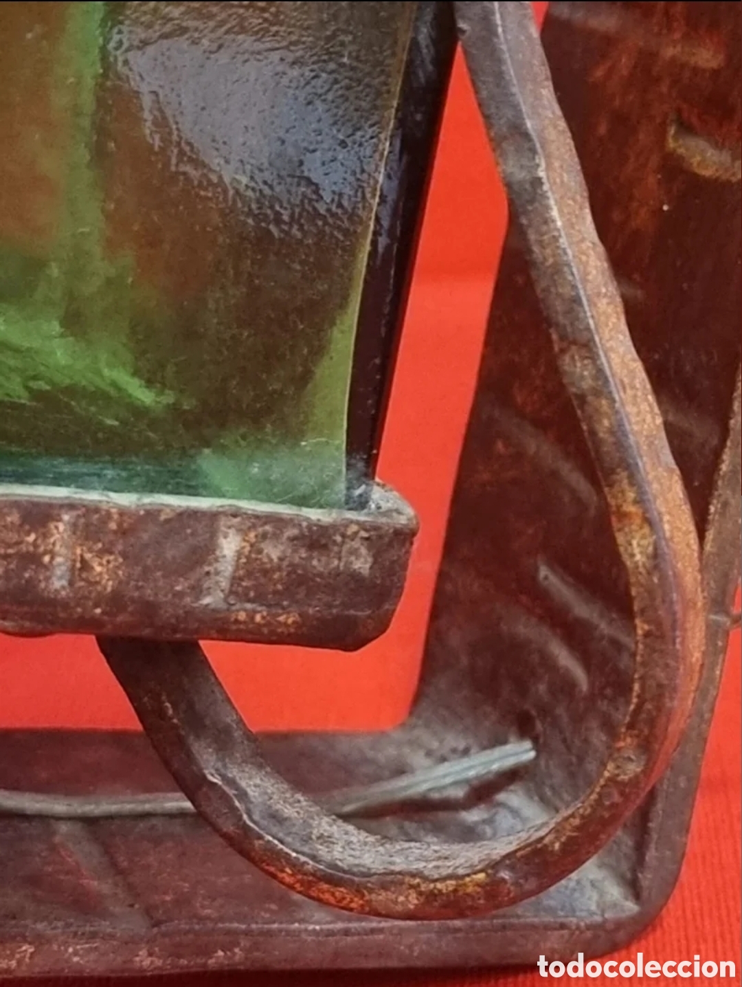 Antig&uuml;edades: Aplique de pared estilo rustico, con cristal verde - Foto 8