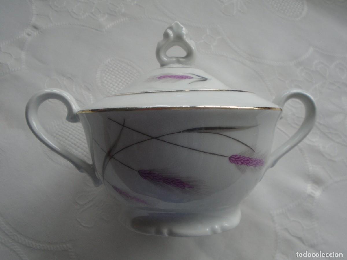 Antiques: ANTIGUO AZUCARERO DE PORCELANA SANTA CLARA, VIGO. DECORADO CON ESPIGAS Y ORO.